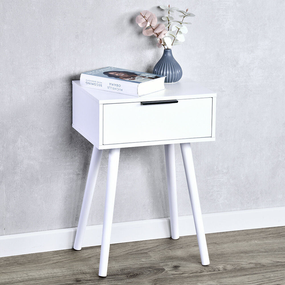 KESPER 1597013 Nachttisch mit Schublade, weiß im schlicht modernem Design