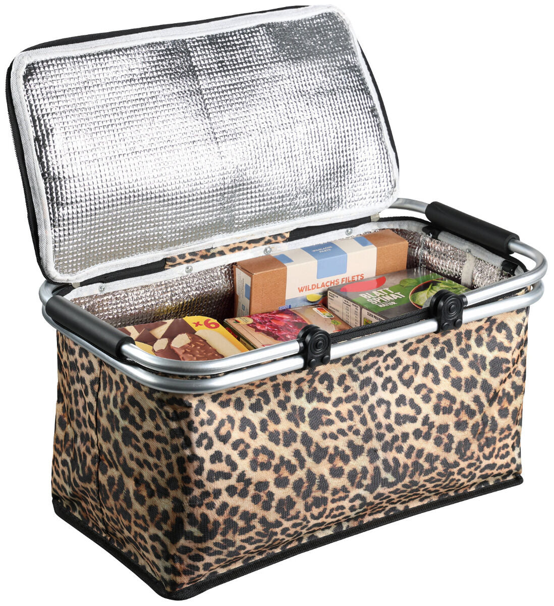 KESPER 19953 Thermokorb, Leopard / Einkaufskorb mit Isolierung, faltbar