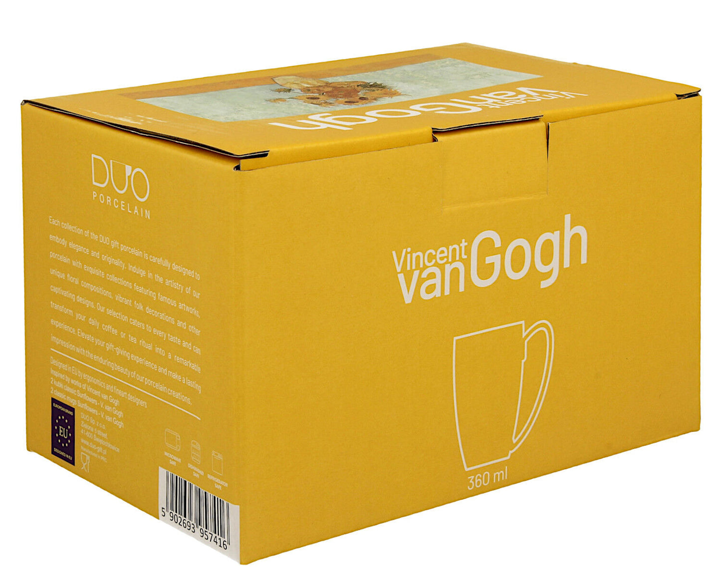 DUO ART GALLERY 2er-Set Becher 360 ml SUNFLOWERS inspired by Van Gogh New Bone China Porzellan – Bild 5
