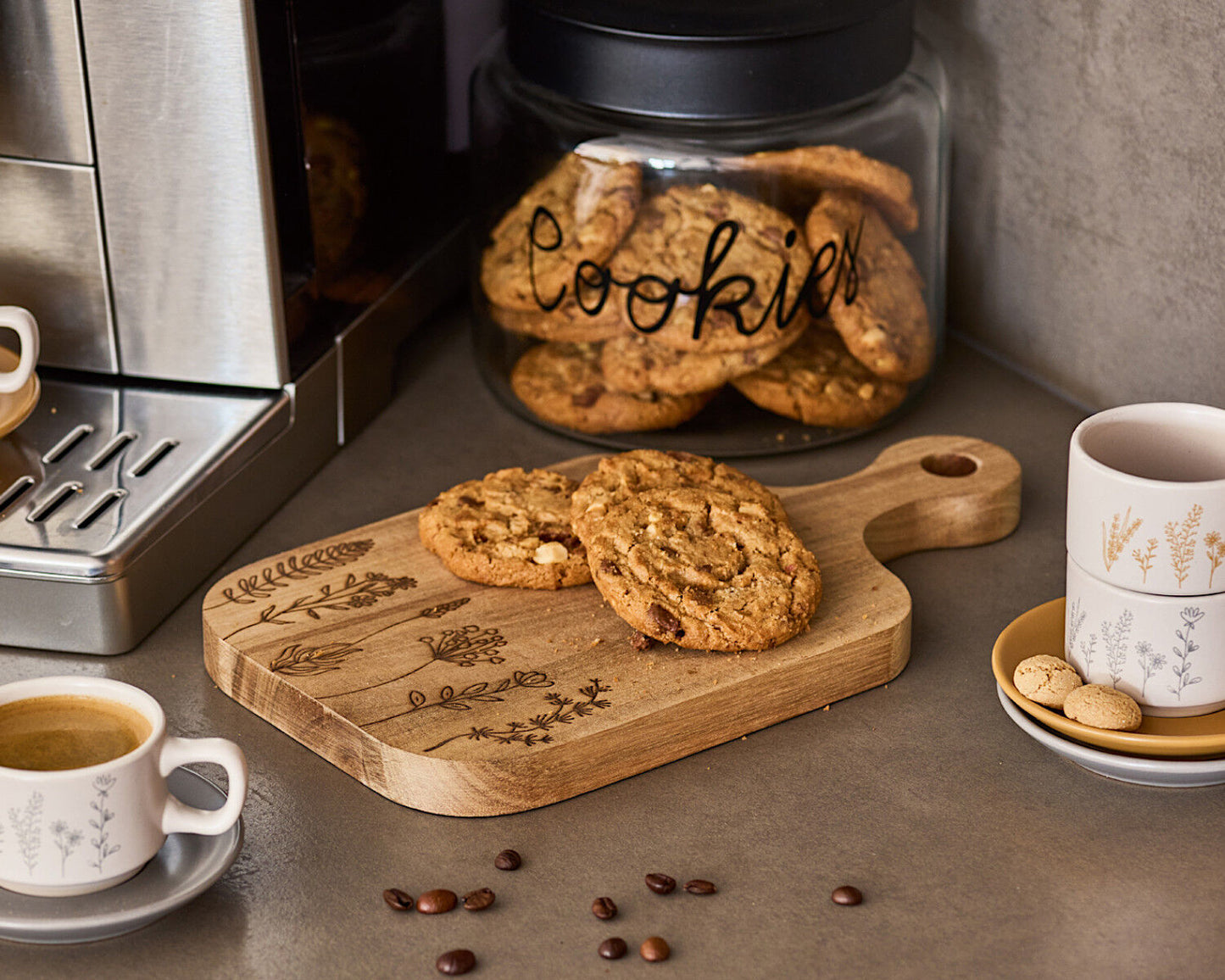 ZELLER 26539 Espresso-Set FLOWERS, 8-tlg., Steingut