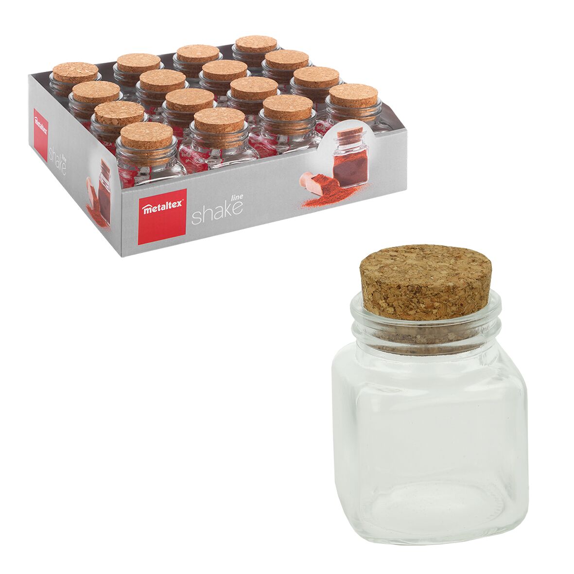 10er SET METALTEX 252892000 Vorratsglas mit Korkdeckel 100 ml / Gewürzglas