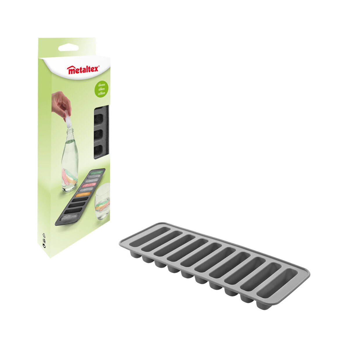 METALTEX 253538000 Eiswürfelformer Silikon für 10 Eis-Sticks 7 cm x Ø 1,5 cm