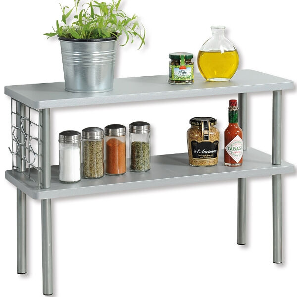 KESPER Küchen-Regal 27818 mit Utensilienaufhängung - grau / Küchenregal / Etagenregal