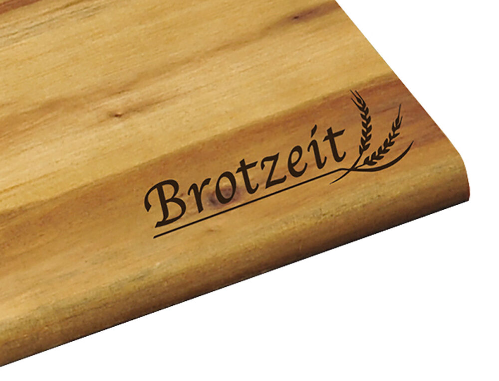 10er SET KESPER Brotzeitbrett aus Akazienholz mit Einbrand - Motiv Brotzeit / Vesperbrett / Brotzeitbrett
