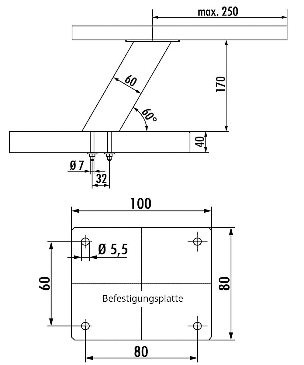 Konsole 60° KORFU 2 schräg edelstahlfarbig H 170 mm / Barkonsole – Bild 2