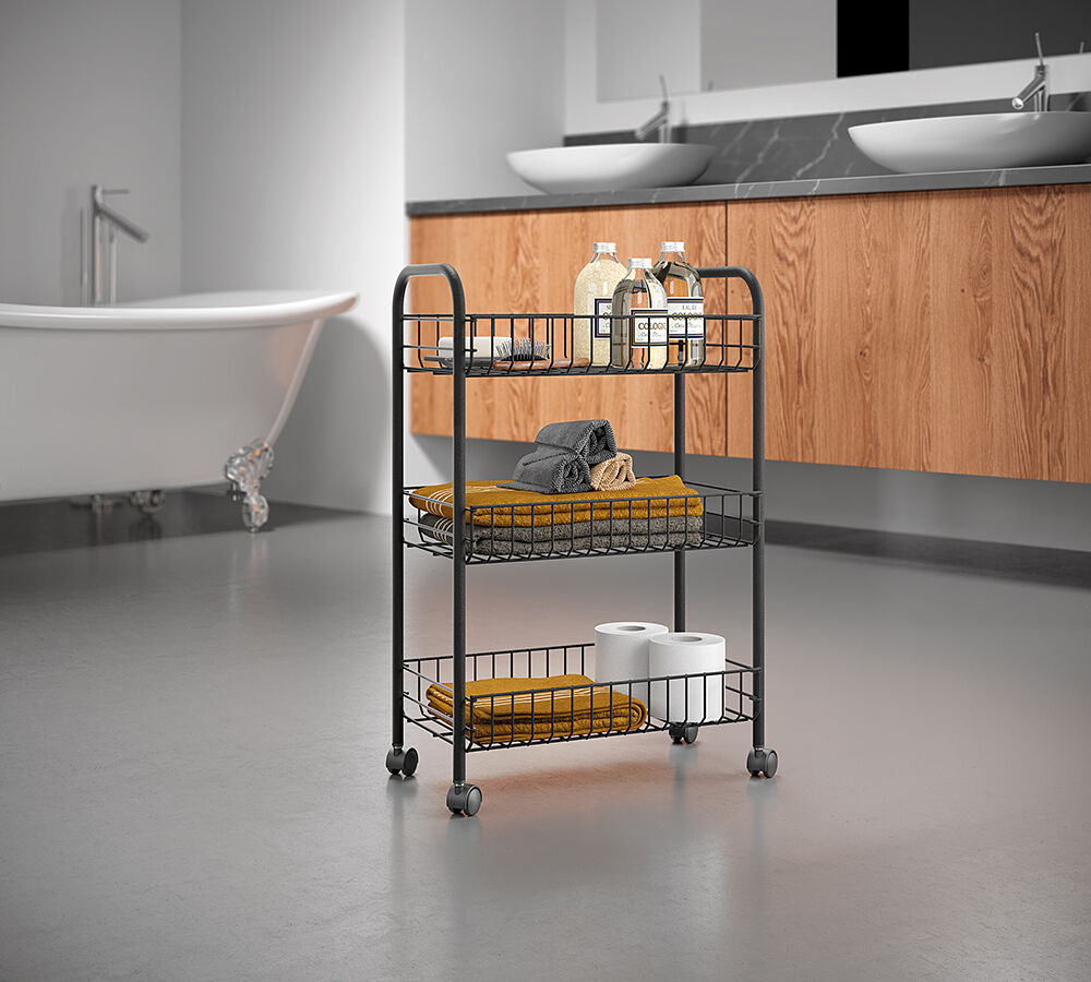 METALTEX 344403000 Lugano Lava Allzweckwagen 3 Etg. 41 x 23 x 63 cm TouchTherm, matt schwarz