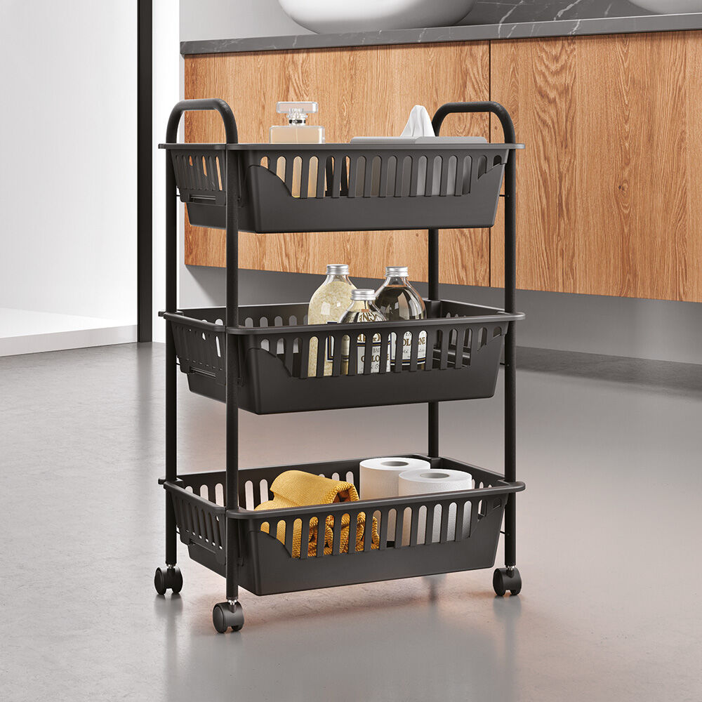 METALTEX 344543000 Oslo LAVA Allzweckwagen mit 3 Etagen / Rollregal, Höhe 63 cm, TouchTherm