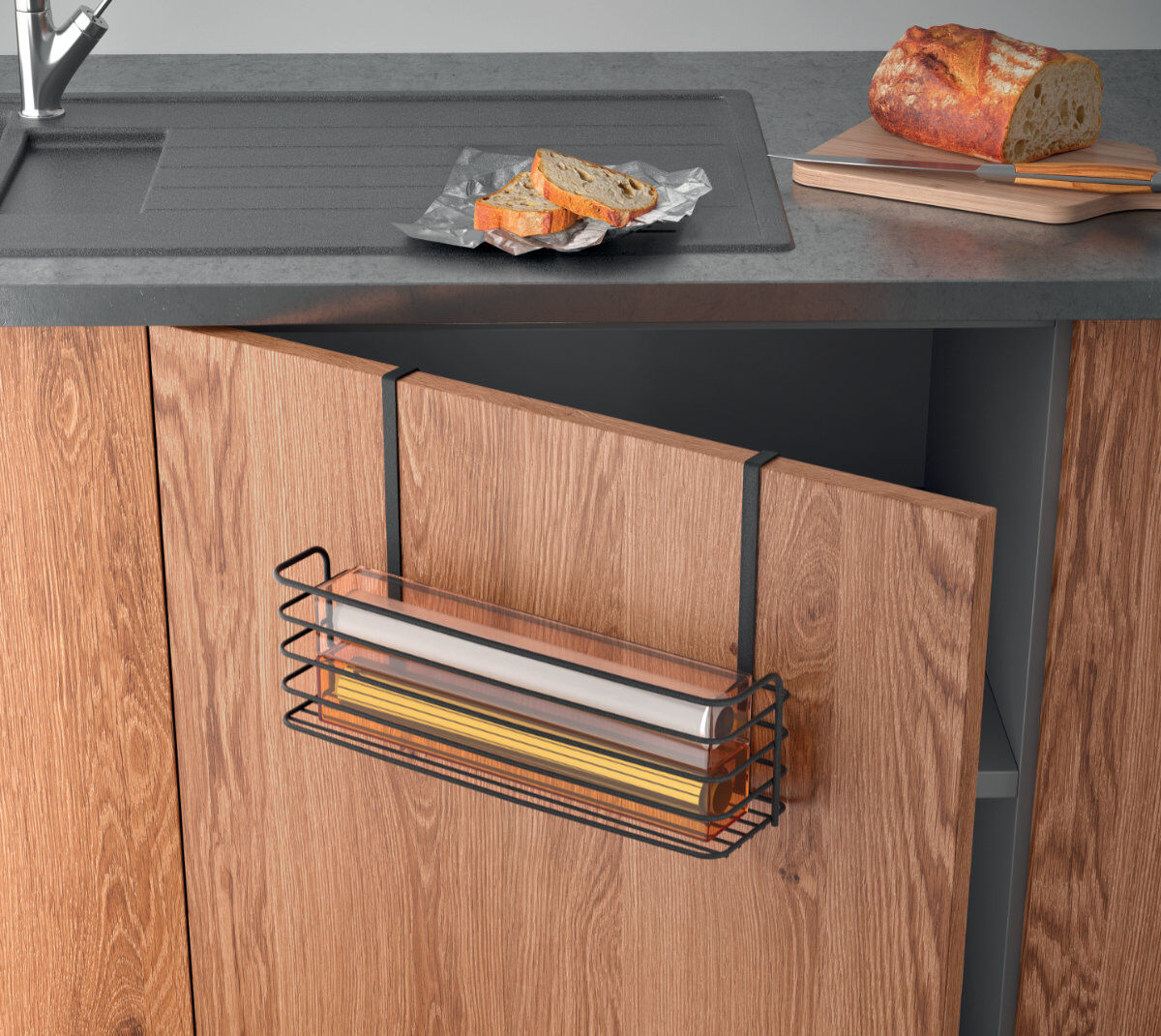 METALTEX 352608000 Galileo Einhängekorb breit Lava TouchTherm / Ordnungssystem / Raumsparer