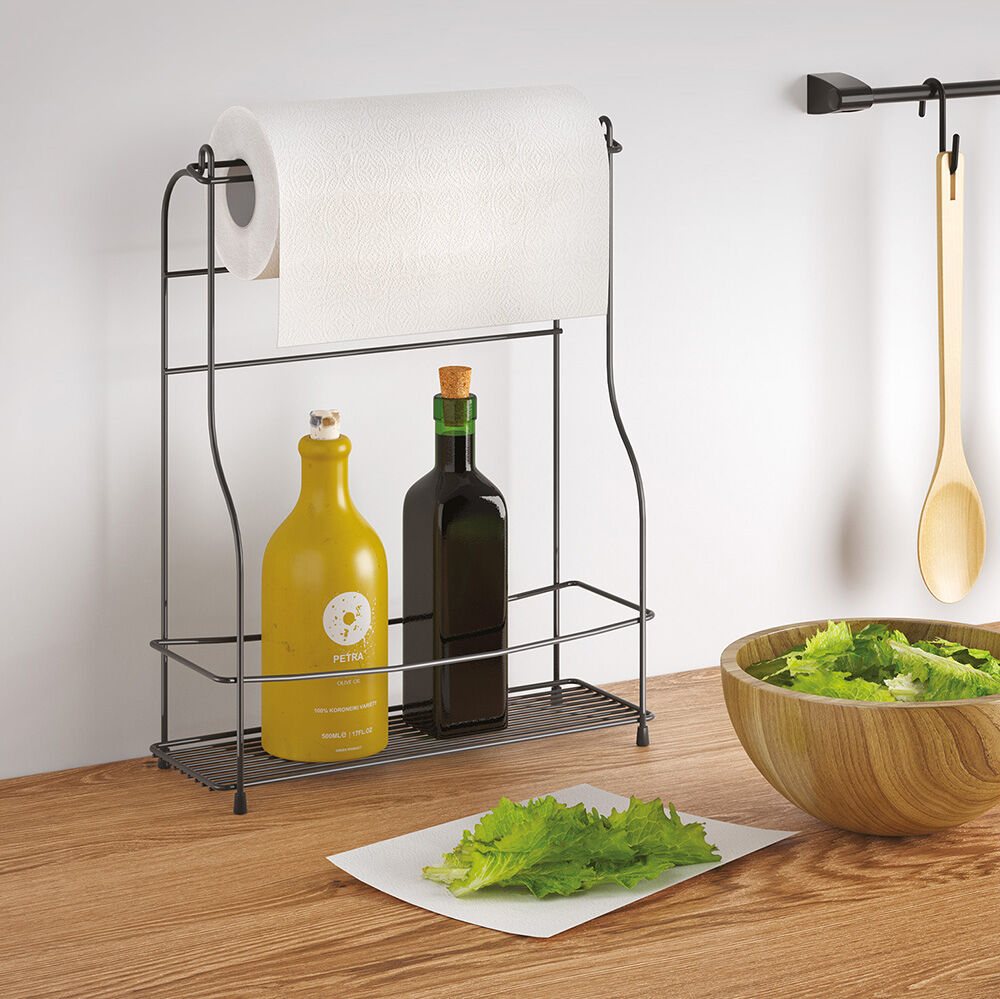 METALTEX 360855000 Balsamico-Roll Lava Gewürzregal Rollenhalter 35 x 12 x 37 cm, TouchTherm, matt schwarz