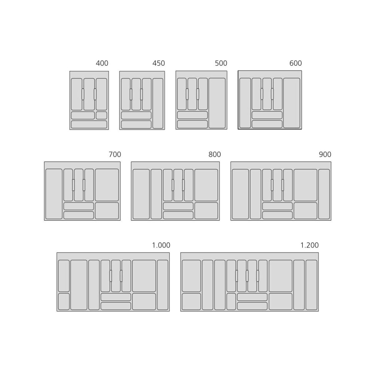 emuca Besteckeinsatz Optima für Schrankbreite 100 cm, Rand schneidbar (B 904-936 x T 418-482), Kunststoff, Anthrazitgrau