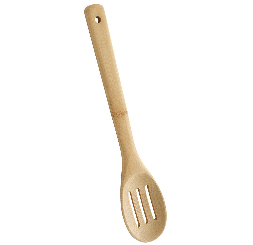 10er SET METALTEX -Bamboo Line- Servierlöffel geschlitzt aus Bambusholz / Holzbesteck / Bambus