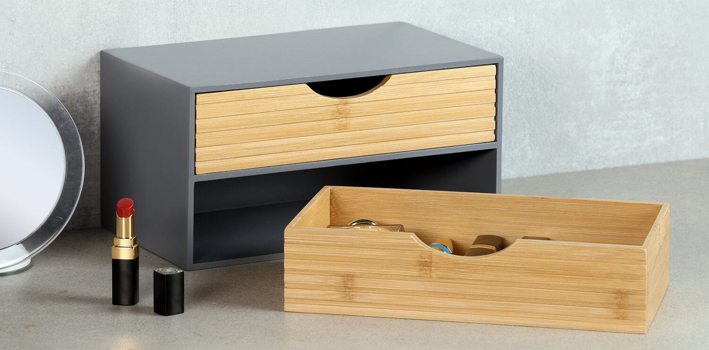 KESPER 58963 Organizer mit 2 Schubladen, grau, FSC / Mini-Kommode