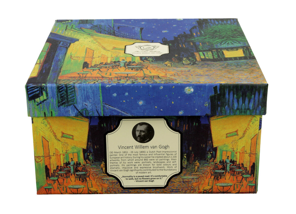 10er SET DUO ART GALLERY Jumbobecher 470 ml TERRACE AT NIGHT mit Untertasse, New Bone China Porzellan – Bild 5