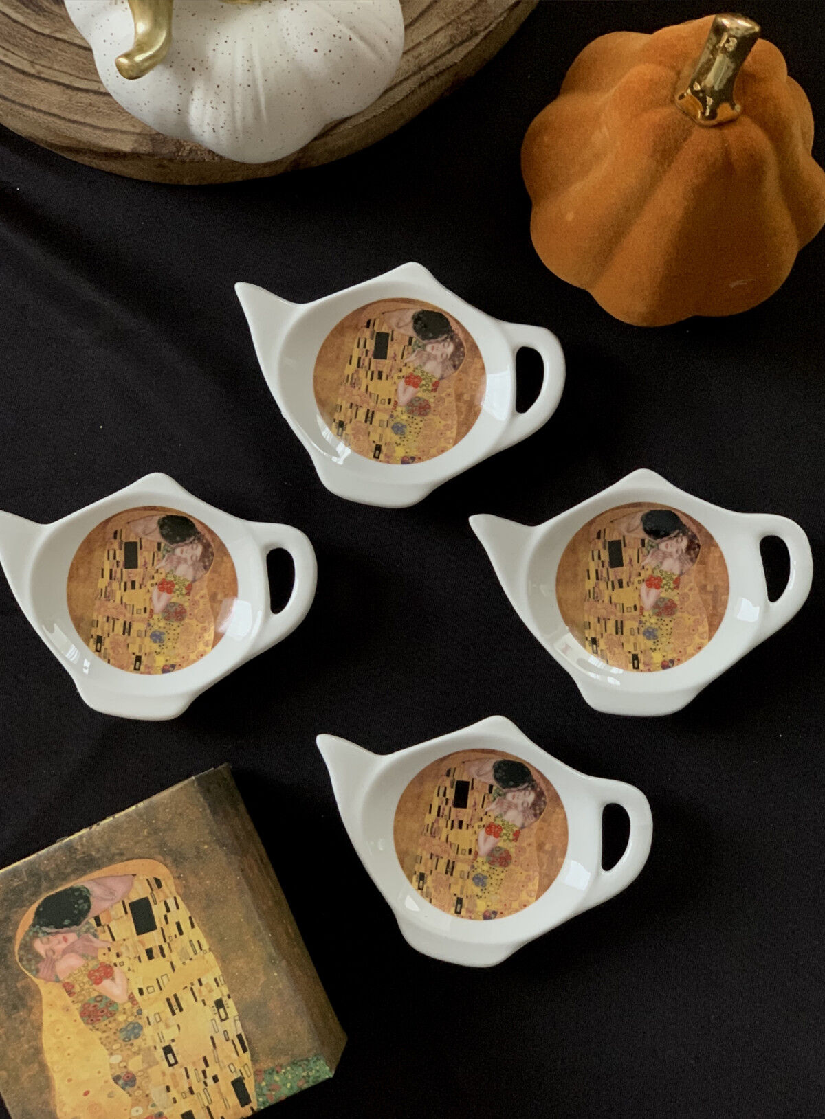DUO ART GALLERY 4er-Set Teebeutelhalter THE KISS New Bone China Porzellan – Bild 5