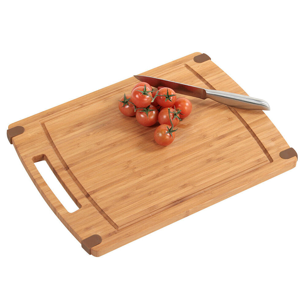 KESPER 58131 Schneidebrett aus Bambus mit Rutsch-Stopp 38 x 28 x 1,6 cm / Tranchierbrett / Schneidbrett