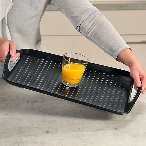 KESPER 77201 Serviertablett aus Kunststoff, schwarz / Tablett / Frühstückstablett