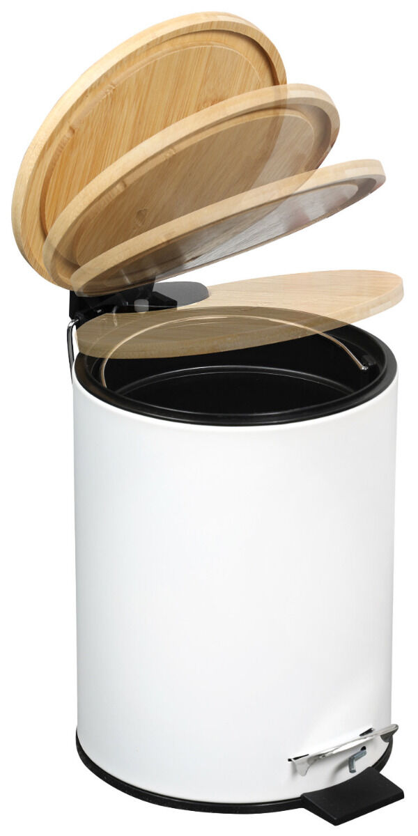 KESPER 9016513 Kosmetikeimer mit Bambusdeckel, FSC, weiß