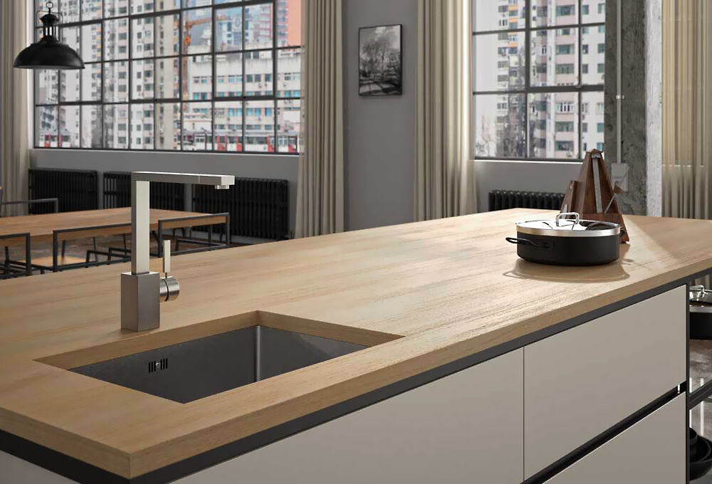 AquaCucina 53860-BE Armatur PURE-LOFT aus Edelstahl matt - Sockel in Betonoptik / Küchenarmatur / Einhebelmischer – Bild 3