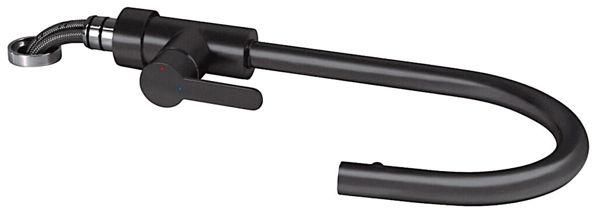 AquaCucina Fensterarmatur SF1 in SCHWARZ matt mit ausziehbarem Bogenauslauf / Küchenarmatur / Einhebelmischer – Bild 3