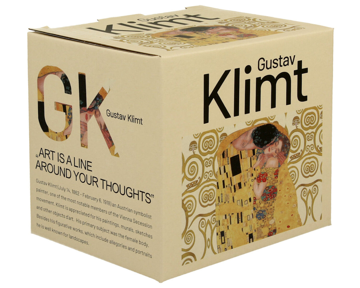 DUO ART GALLERY Becher 430 ml mit Teesieb THE KISS ECRU inspired by Gustav Klimt New Bone China Porzellan – Bild 5
