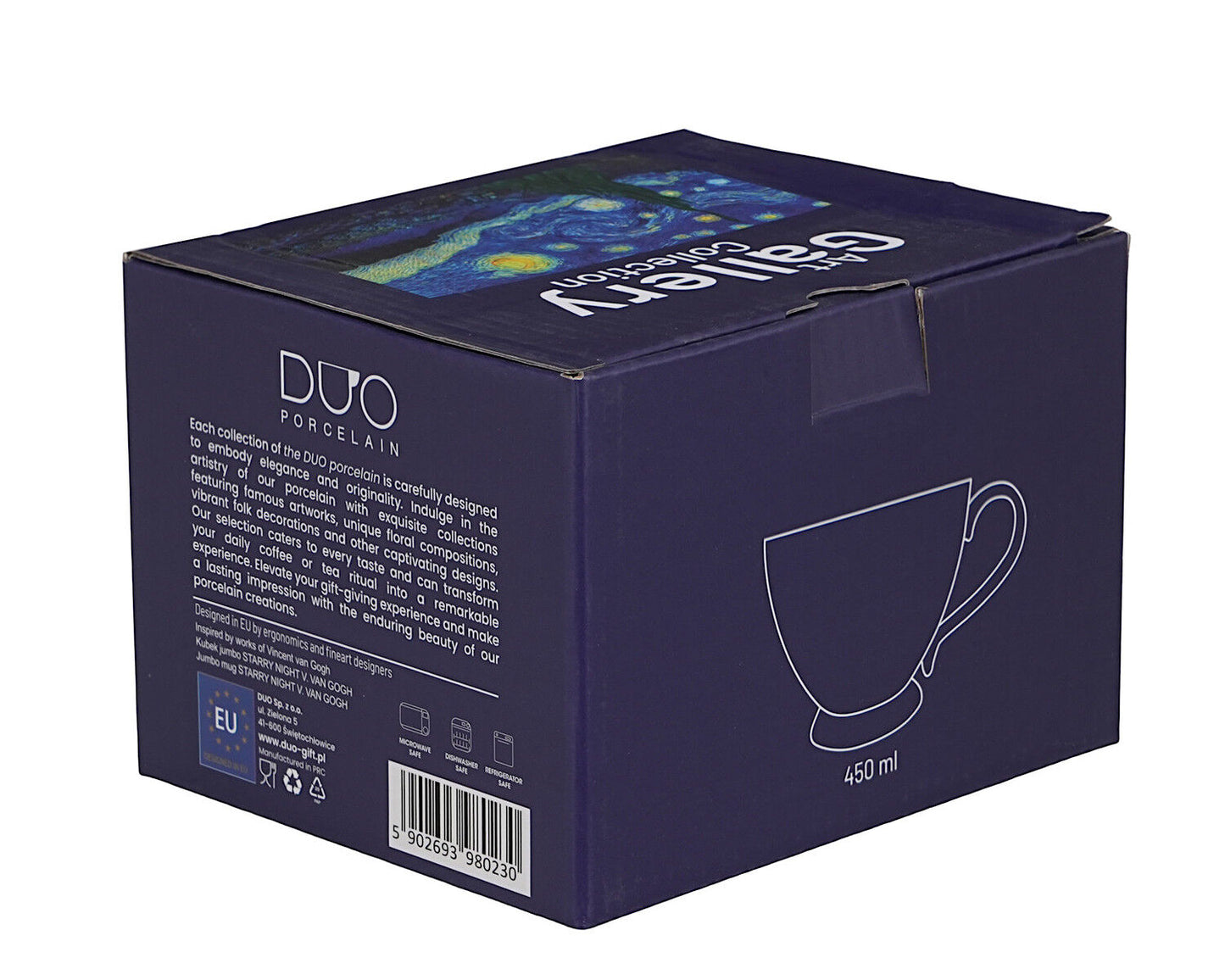 DUO ART GALLERY Jumbotasse 450 ml STARRY NIGHT inspired by Van Gogh, New Bone China Porzellan