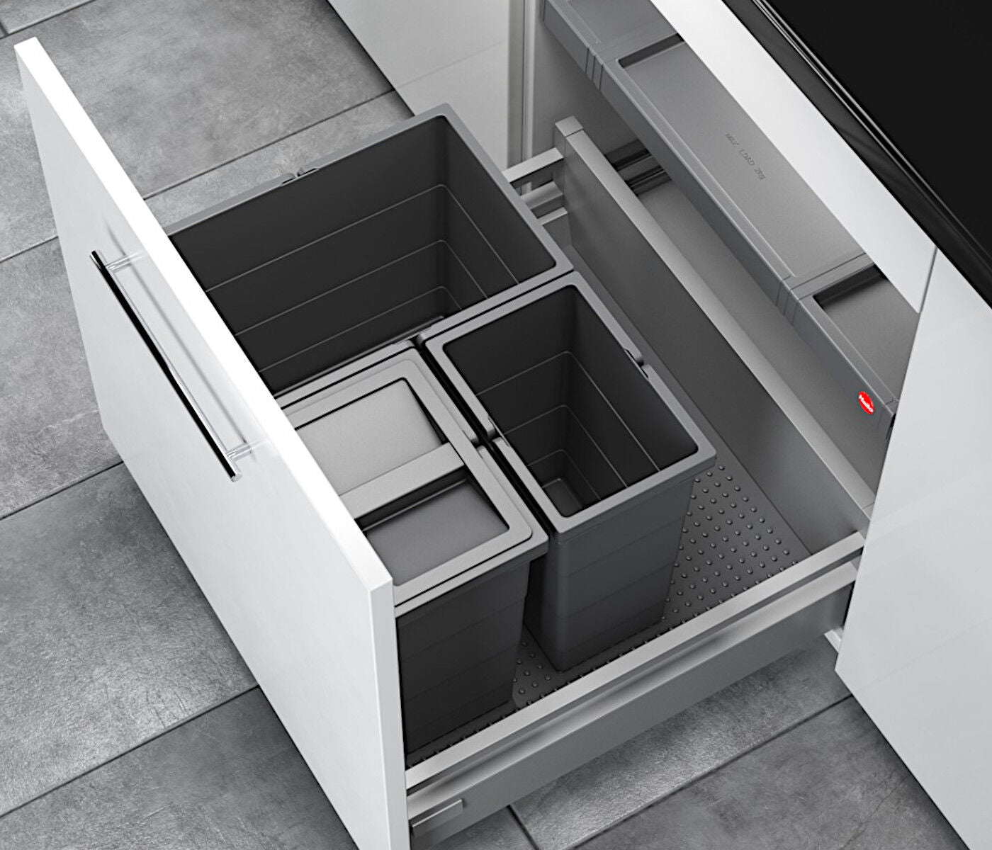 HAILO Abfallsorter 3301631 ALLEGRO 295 18/8/8/D dunkelgrau mit 34 Liter Abfallvolumen für 60 cm Schrankbreite – Bild 4