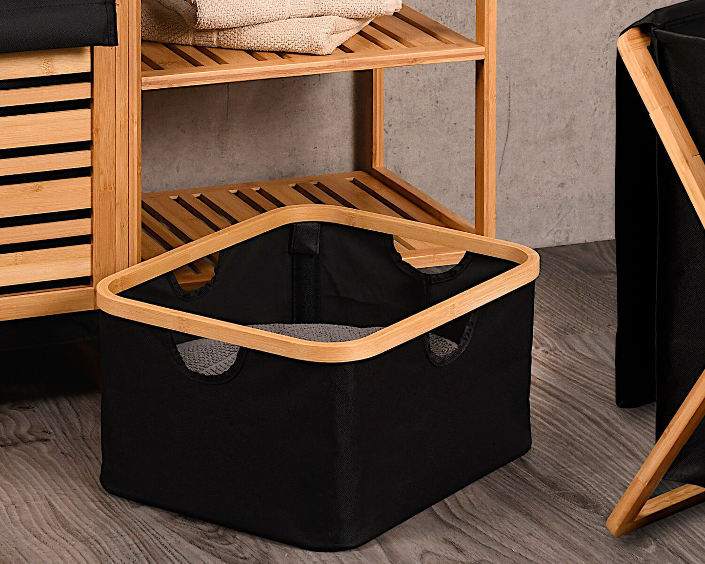 KESPER Aufbewahrungskorb aus recyceltem Polyester und Bambus / Korb