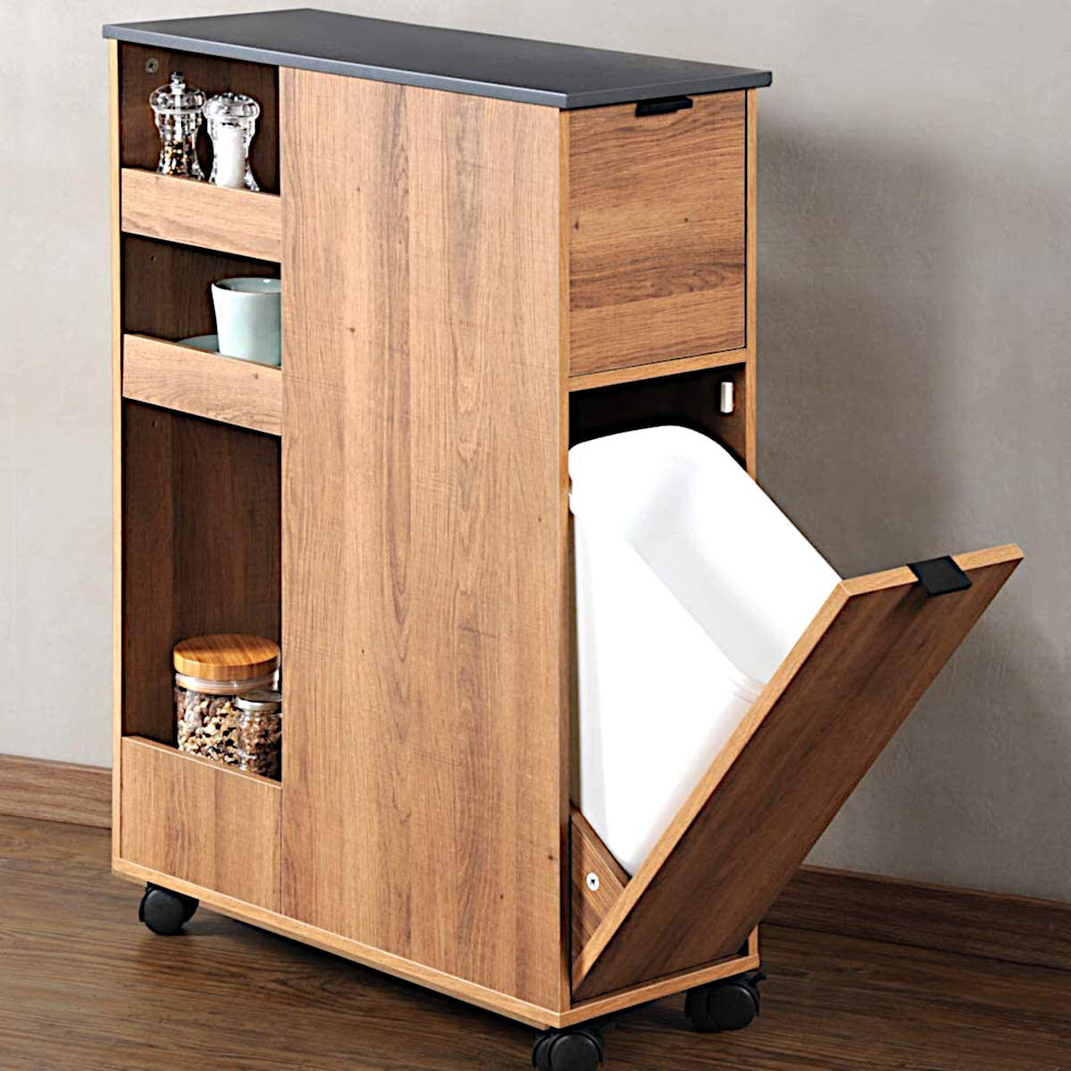 KESPER Nischenregal 24851-13 Spanplatte Holzdekor mit Lenkrollen / Servierwagen