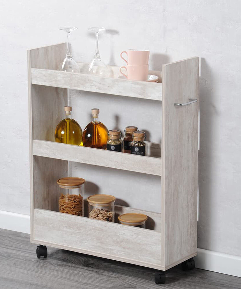 KESPER 24853-13 Nischenregal, weiß gekälkt aus FSC-zertifizierte Spanplatte / Regal / Rollregal