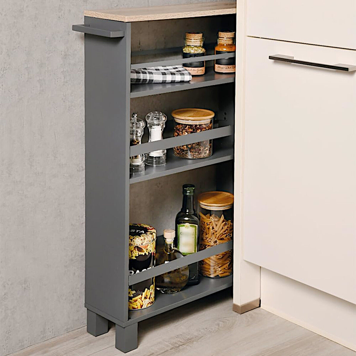 KESPER 24856-13 Nischenregal, grau aus FSC-zertifizierte Spanplatte / Regal / Rollregal