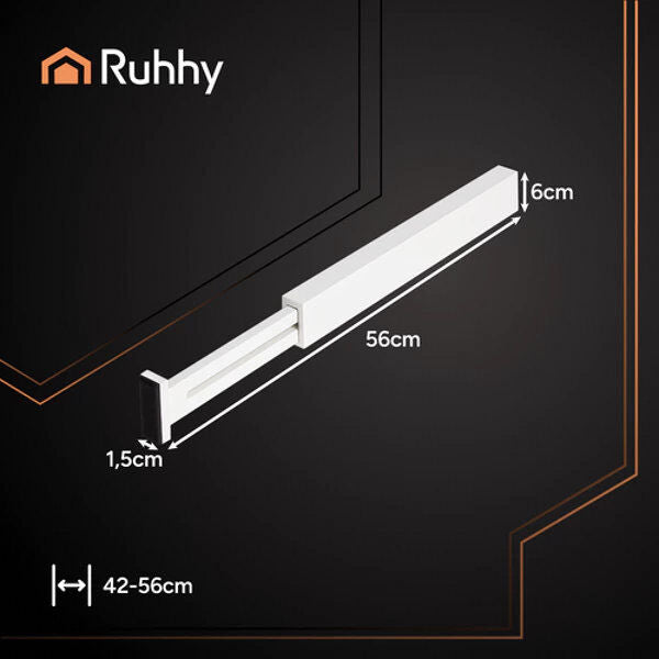 RUHHY 25632 Schubladenorganisator weiß, 4er Pack, Länge einstellbar von 42 bis 56 cm / Schubladentrenner
