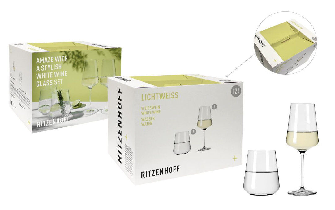 Ritzenhoff LICHTWEISS 12er-Set Julie Weiß / Weißweingläser / Wassergläser