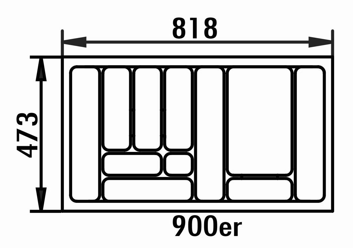 Naber 8030007 Besteckeinsatz 4 für 900er Schrank, B 818 x T 473 x H 50 mm, silbergrau – Bild 2
