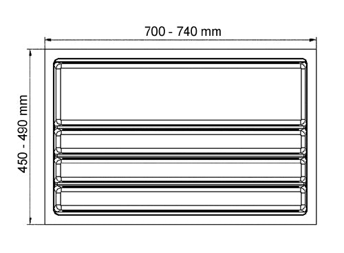 Besteckeinsatz SCOOPII 80 cm (B 700-740 x T 450-490 mm) / Mehrzweckeinsatz / Besteckkasten / Besteckeinsätze