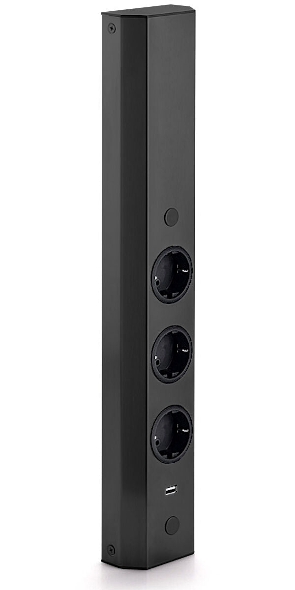 Energiesäule ST 3061/3 USB in EDELSTAHL oder SCHWARZ mit 3 Steckplätzen und USB-Charger / Mehrfachsteckdose – Bild 7