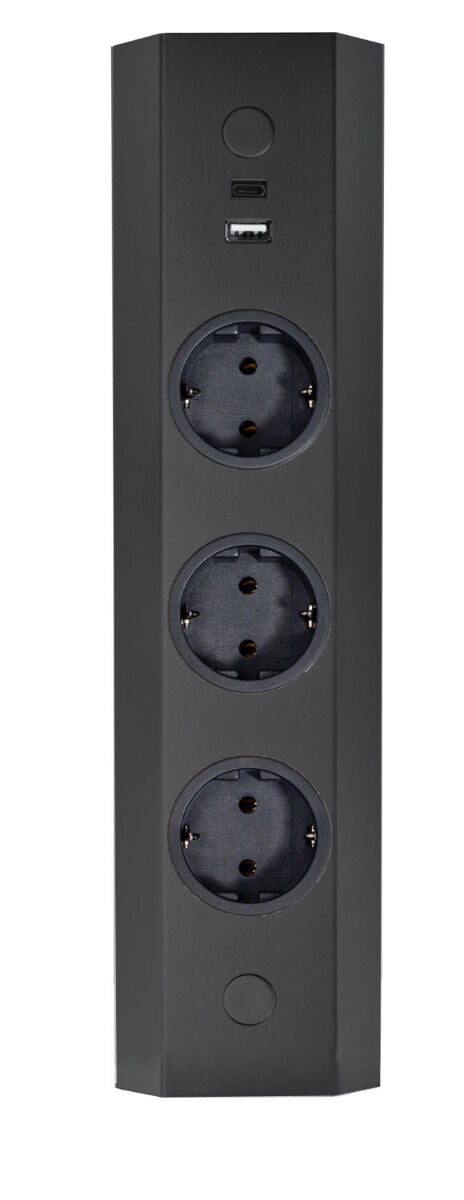 THEBO Energie-Ecksäule ST 3081/320 USB A+C in EDELSTAHL oder SCHWARZ / Mehrfachsteckdose / Ecksteckdose – Bild 6