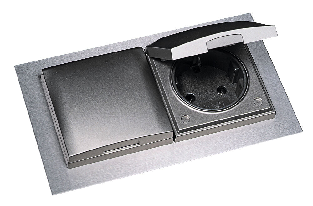 THEBO 2-fach Steckdose ST 3009 ST/2 mit Klappdeckel / Schukosteckdosen / Klappdeckel – Bild 5