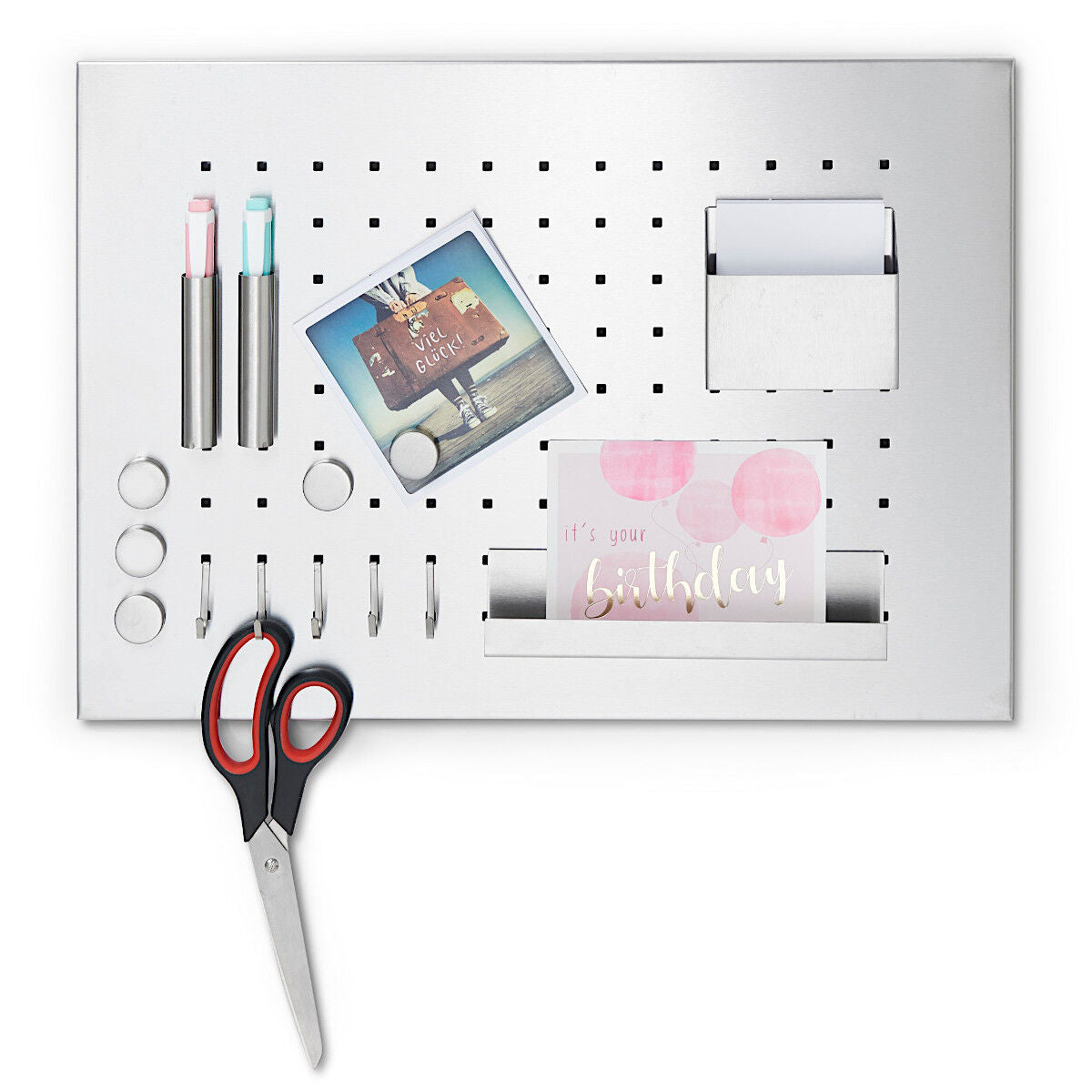 ZELLER 11125 Memoboard mit Utensilien, Edelstahl, ca. 50 x 35 cm