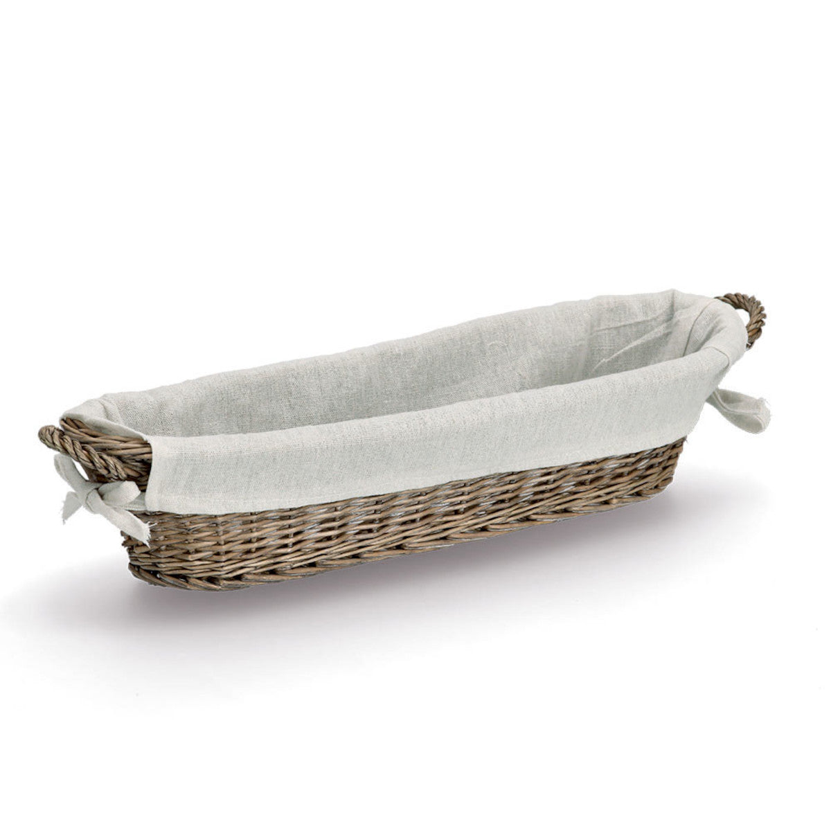 ZELLER Baguette-Korb 14175 mit Beutel, Weide und Canvas, 49 x 14 x 10 cm