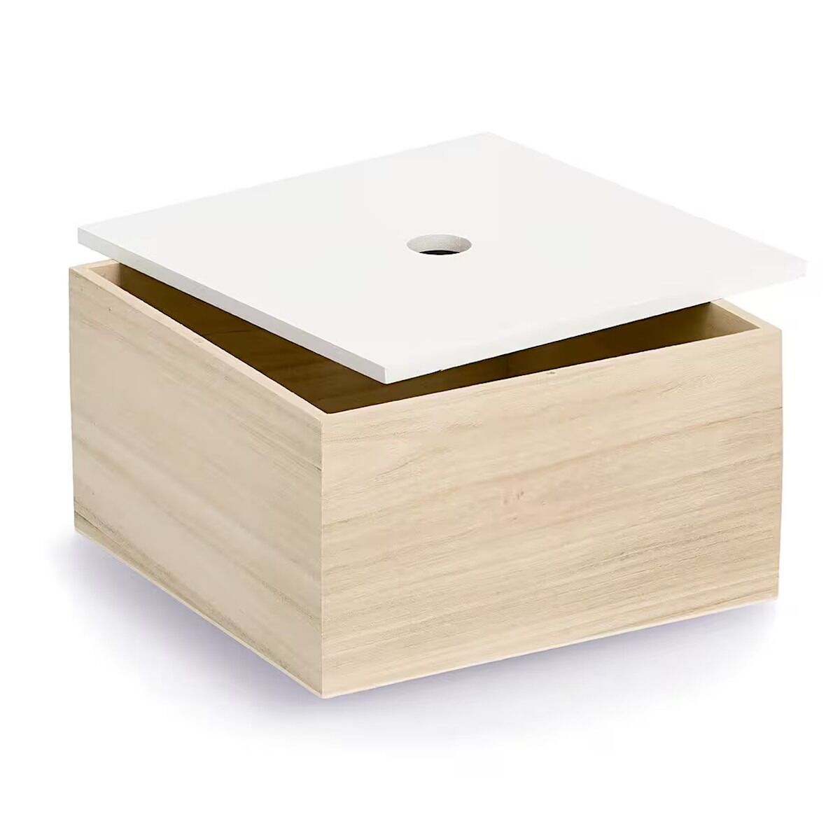ZELLER 15148 Aufbewahrungsboxen-Set 3 tlg. aus Holz, weiß/natur ca. 24 × 24 × 14 cm