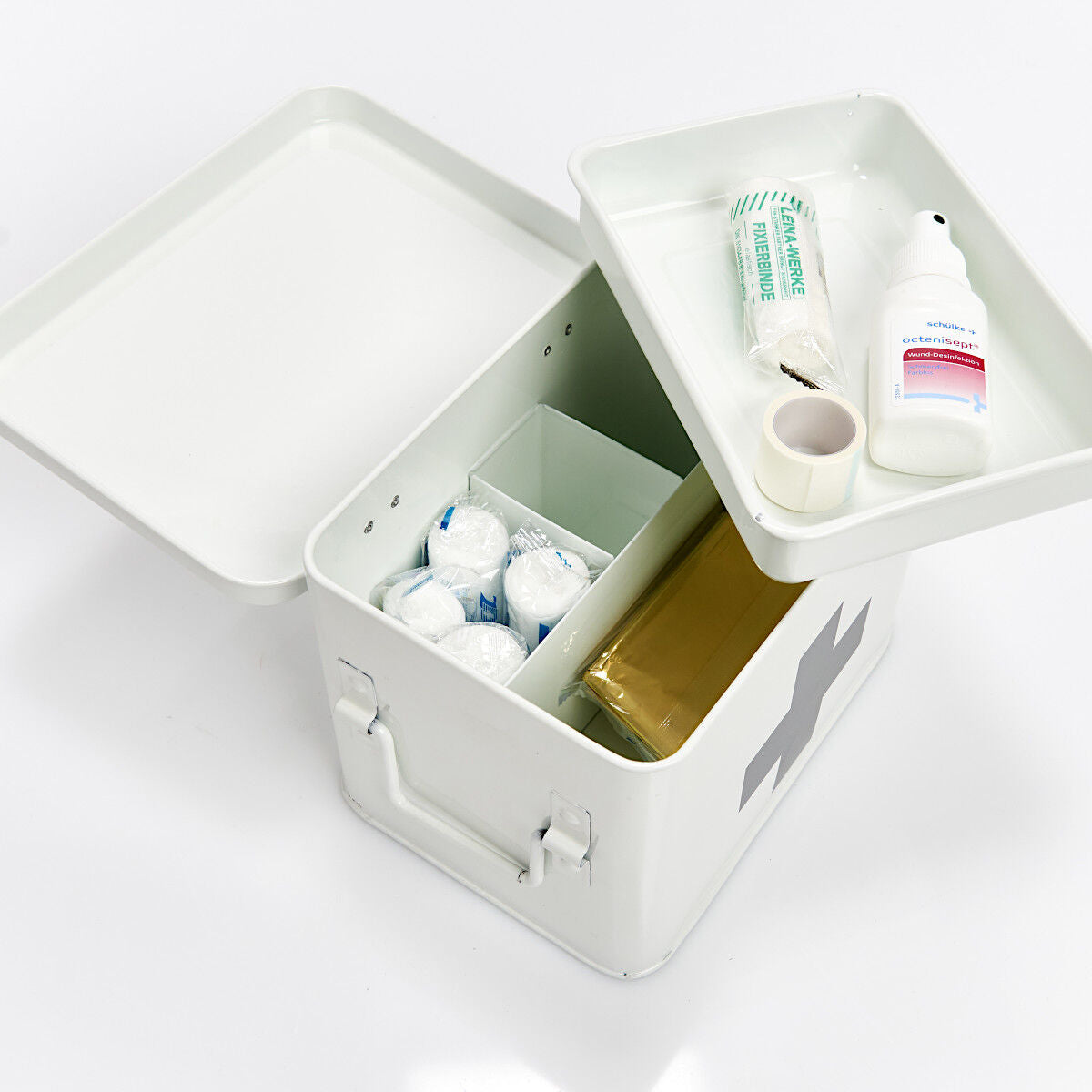ZELLER 18118 Medizinbox Metall weiß - 21,5 x 16 x 16 cm / Arzneimittelaufbewahrung