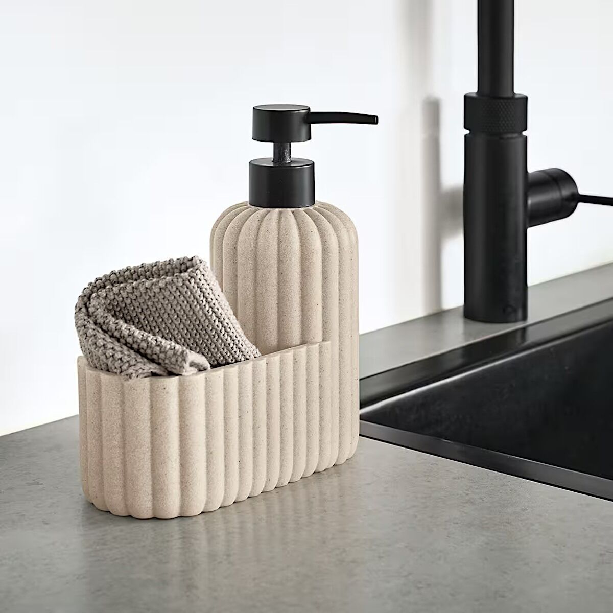 ZELLER 26496 Spülbecken-Organizer aus Polyresin, beige, ca. 17 × 8 × 19 cm