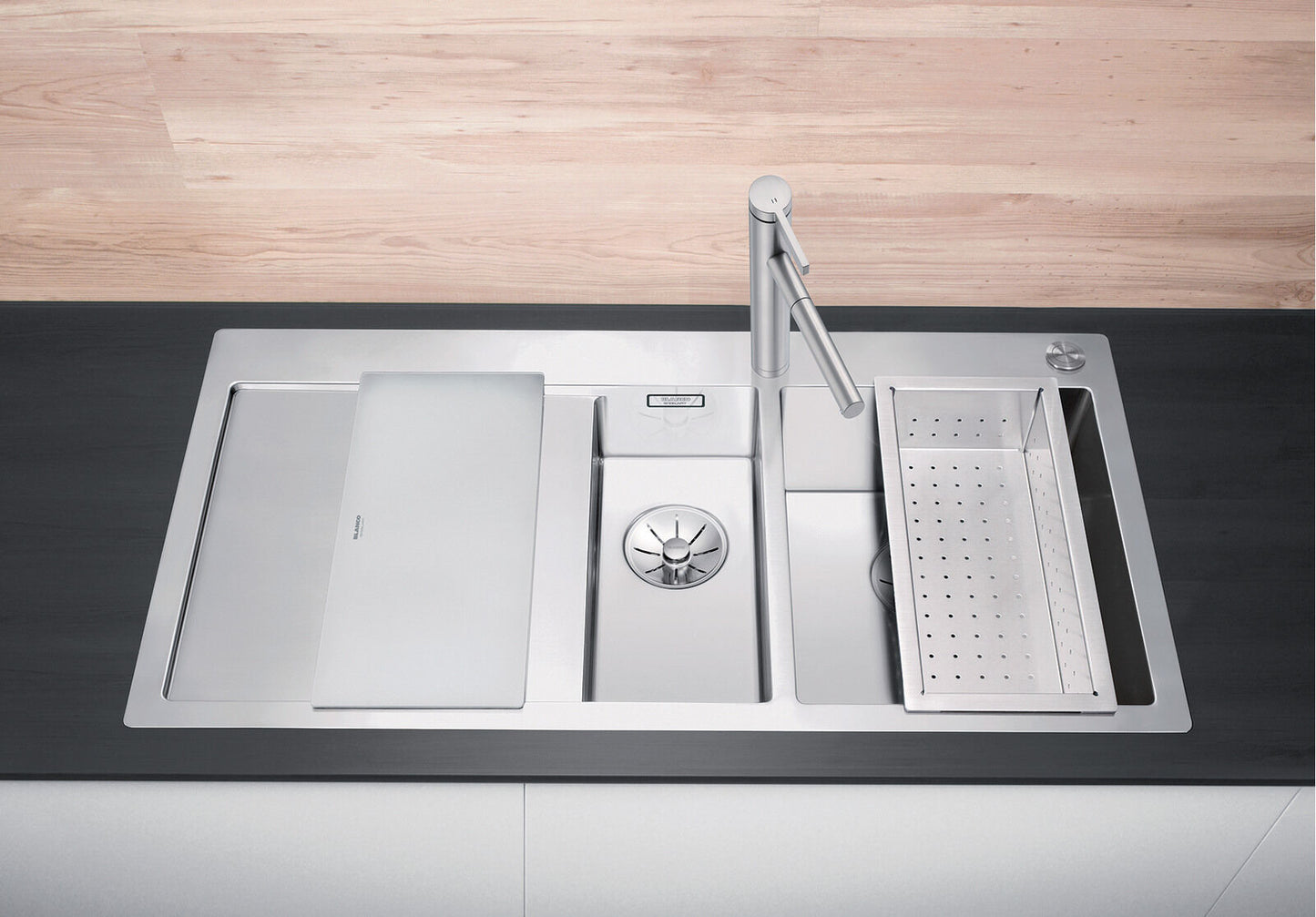 BLANCO Spüle CLARON 6 S-IF Becken links Edelstahl mit InFino®-Ventil (PushControl) / Edelstahlbecken – Bild 3