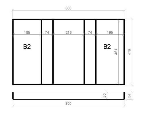 Mehrzweckeinsatz 90er Schubl. B 808 x T 479 mm passend für Grass Nova 16 mm Schubladen