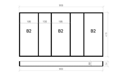 Mehrzweckeinsatz 100er Schubl. B 908 x T 479 mm passend für Grass Nova 16 mm Schubladen