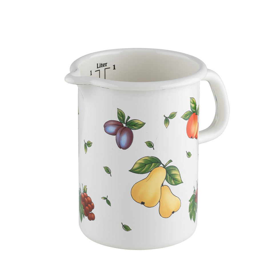 RIESS 0338-068 Küchenmaß 10 cm, 1 L, Emaille, FRUIT GARDEN / Messbecher