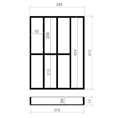 Besteckeinsatz 45er Schubl. B 386 x T 472 BLUM Poggenpohl 16 mm EASY Classic