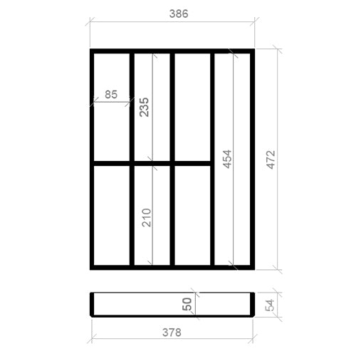 Besteckeinsatz 45er Schubl. B 386 x T 472 BLUM Poggenpohl 16 mm EASY Classic