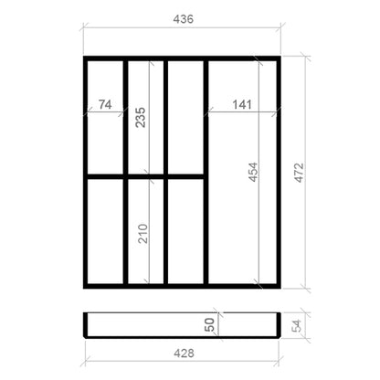Besteckeinsatz 50er Schubl. B 436 x T 472 BLUM Poggenpohl 16 mm EASY Classic