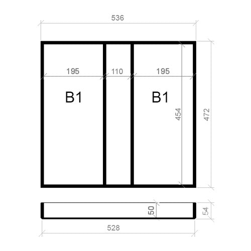 Mehrzweckeinsatz 60er Schubl. B 536 x T 472 BLUM Poggenpohl 16 mm OPTION Classic